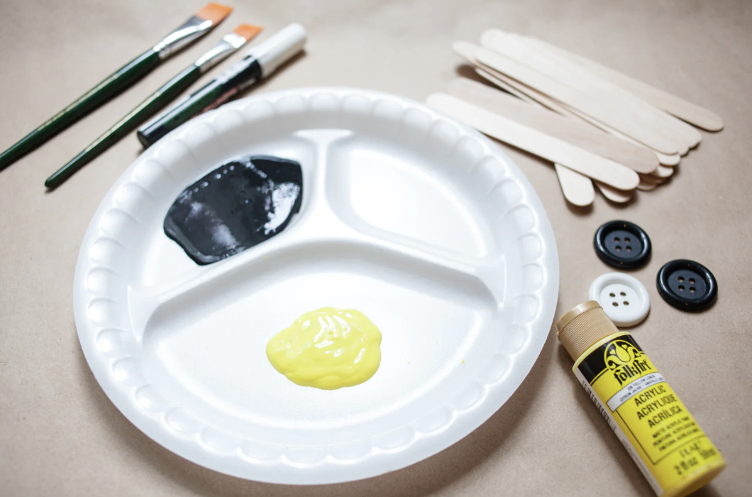 Supplies for a back to school craft for kids. 